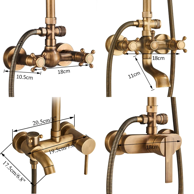 Ensemble de robinets de douche en laiton Antique – Image 5