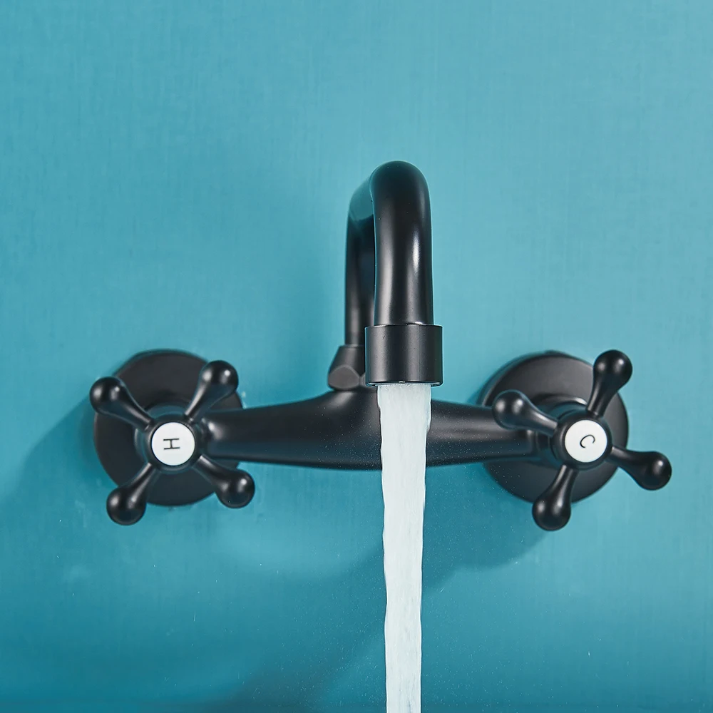 Robinet mural cuisine noir mitigeur – Image 2