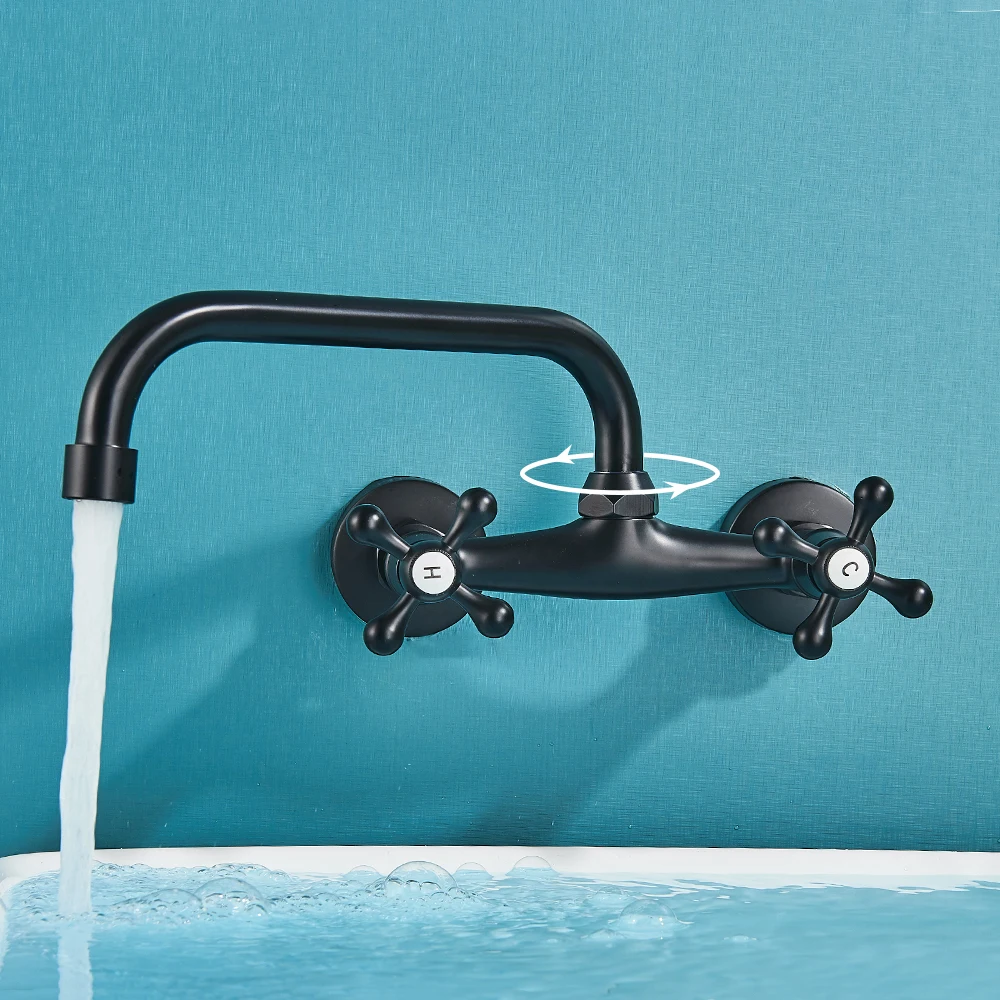 Robinet mural cuisine noir mitigeur – Image 4