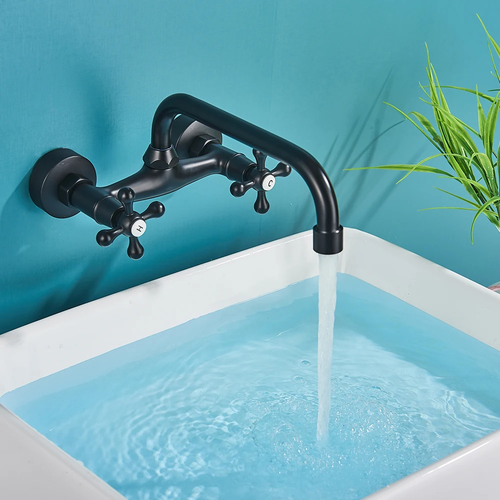 Robinet mural cuisine noir mitigeur – Image 3