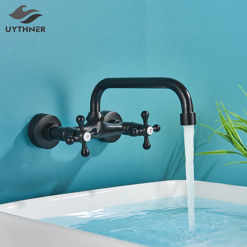 Robinet mural cuisine noir mitigeur