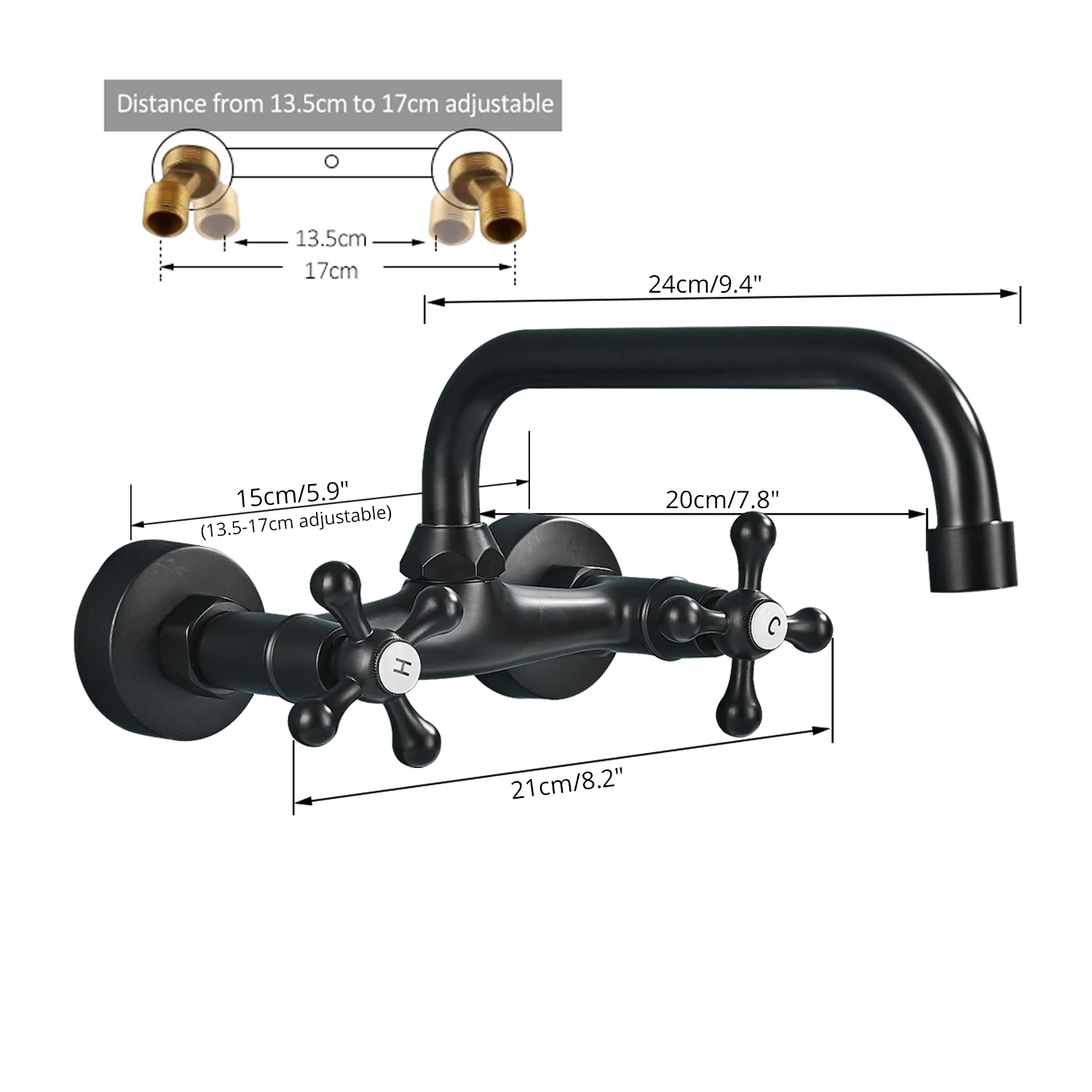 Robinet mural cuisine noir mitigeur – Image 5