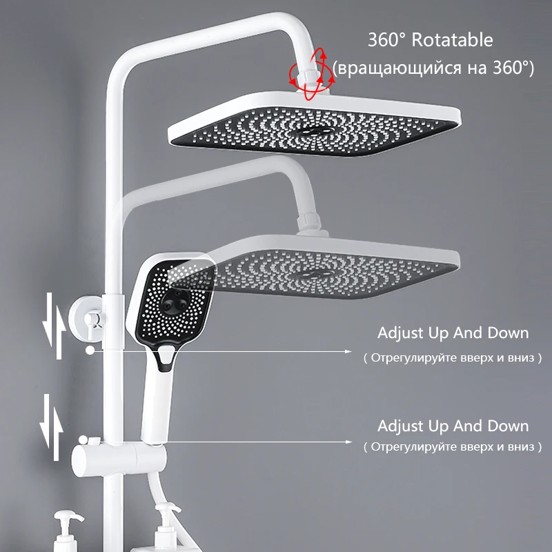 OXG – ensemble de robinets de douche thermostatique, ensemble de robinets de douche de salle de bains avec affichage numérique, colonne de douche de pluie, robinet de douche thermostatique – Image 2