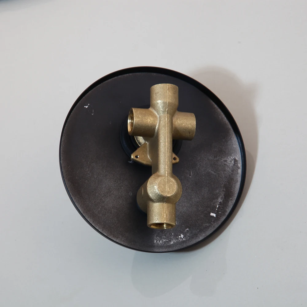 Système de douche à effet pluie moderne rond noir, ensembles de douche à domicile muraux, pommeau de douche et ensemble de douche à main – Image 4