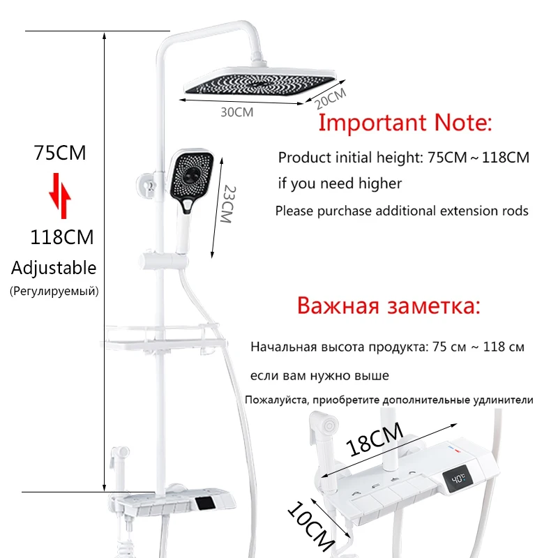 OXG – ensemble de robinets de douche thermostatique, ensemble de robinets de douche de salle de bains avec affichage numérique, colonne de douche de pluie, robinet de douche thermostatique – Image 5