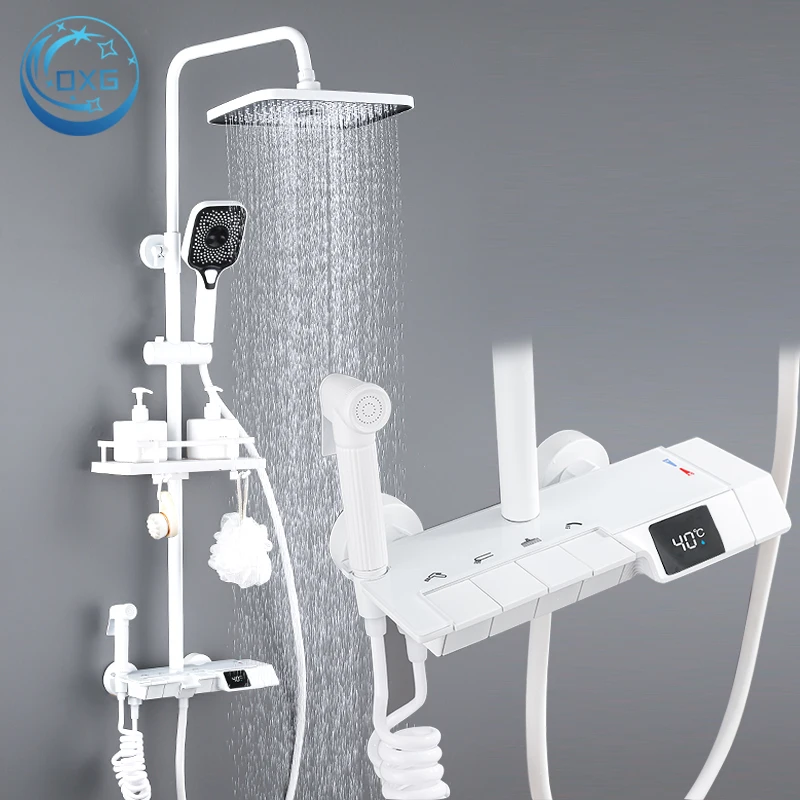 OXG – ensemble de robinets de douche thermostatique, ensemble de robinets de douche de salle de bains avec affichage numérique, colonne de douche de pluie, robinet de douche thermostatique
